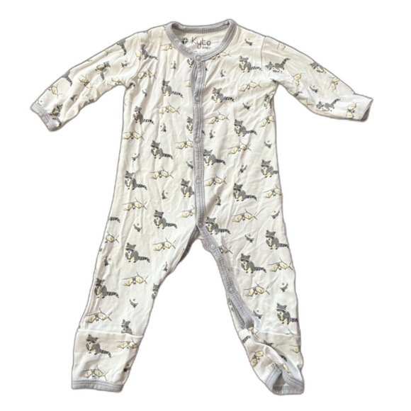 Kyte Baby Bamboo Snap Footie Sleeper White Nocturnal Animal Print Size Newborn - Picture 1 of 5